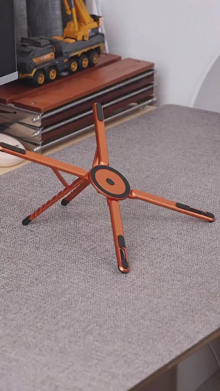 Load video: Magnetic Foldable Adjustable desktop stand for iphone, ipad &amp; laptop video